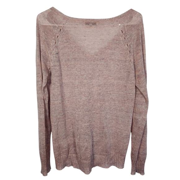 White + Warren Linen Lightweight V Neck Multicolor Pink Sweater XS Cozycore - Picture 2 of 7